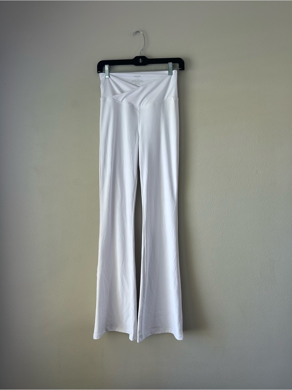 Women's White Flare Yoga Pants with Crossover Waist